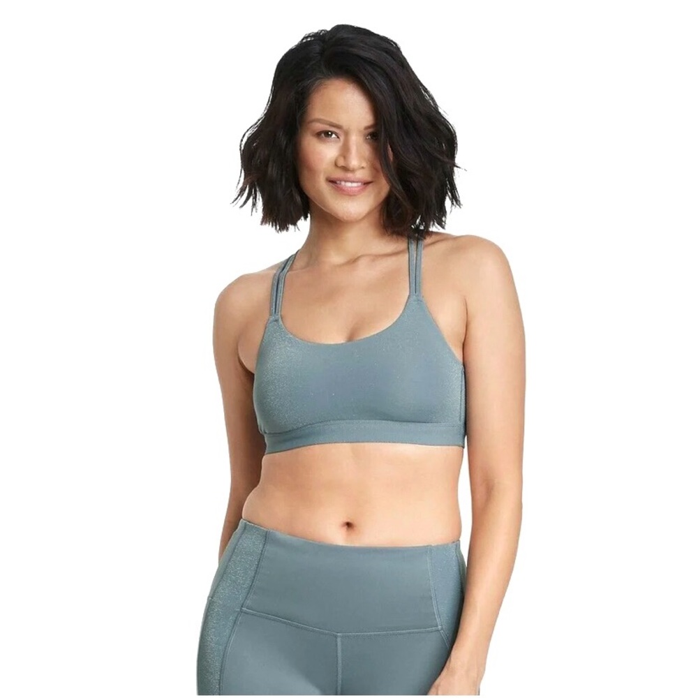 💋All In Motion Low Support Shine Sport Bra in Light Blue Sparkle